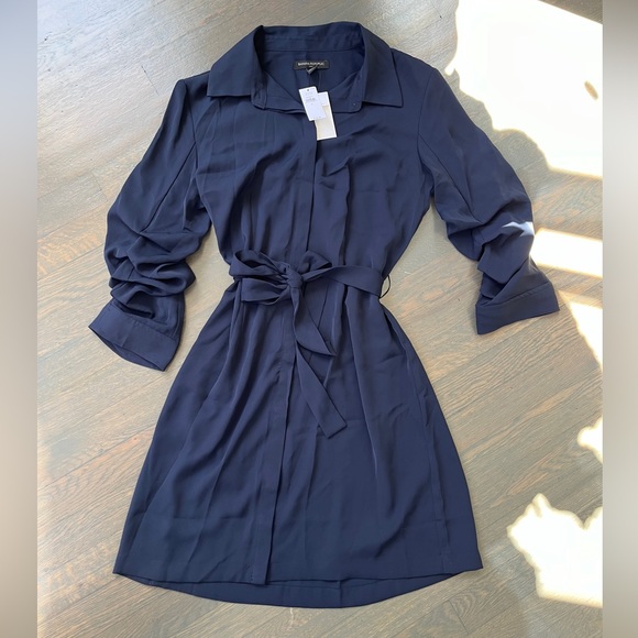 Banana Republic Navy Collared Mini Shift Dress NWT - Picture 2 of 5